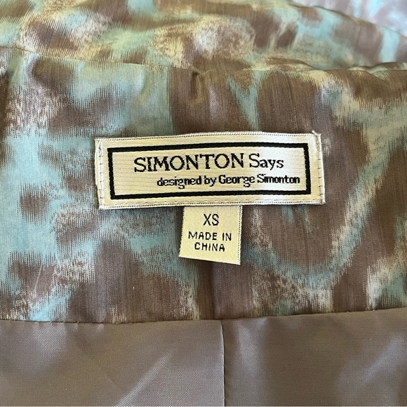 Simonton Says Women Animal Print Anorak Jacket XS Blue Grey Tie Waist Rain Slick - Picture 11 of 16